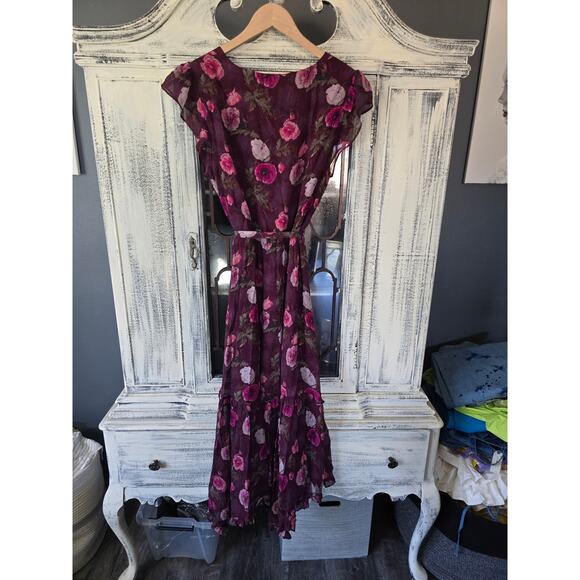 NWT PAIGE Terrazza Floral Silk Midi Dress - Size 10 - Picture 6 of 7